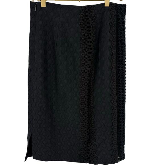 Rebecca Taylor Black Guipure Lace Pencil Skirt, Mid Length, Size 8 - Picture 2 of 7